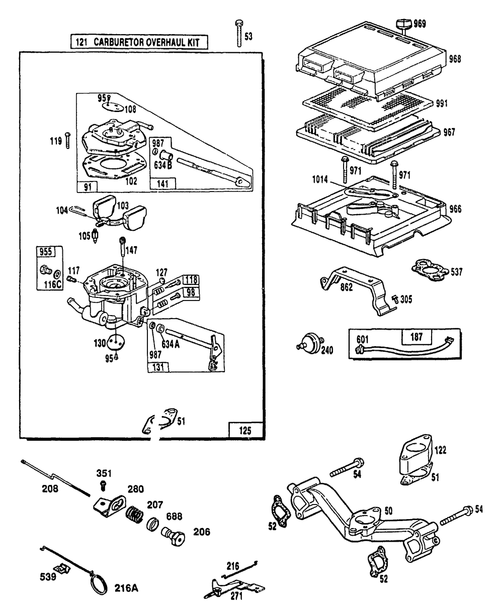 Replacement Parts For Engine And Carburetor Overhaul Kit Diagram and Parts List for 9163-0-4W113A  Briggs and Stratton Generator